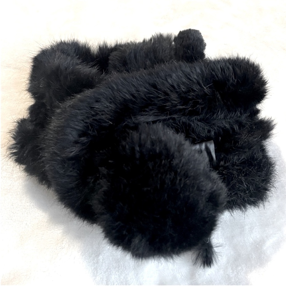 Black Rabbit Fur Scarf Small‎